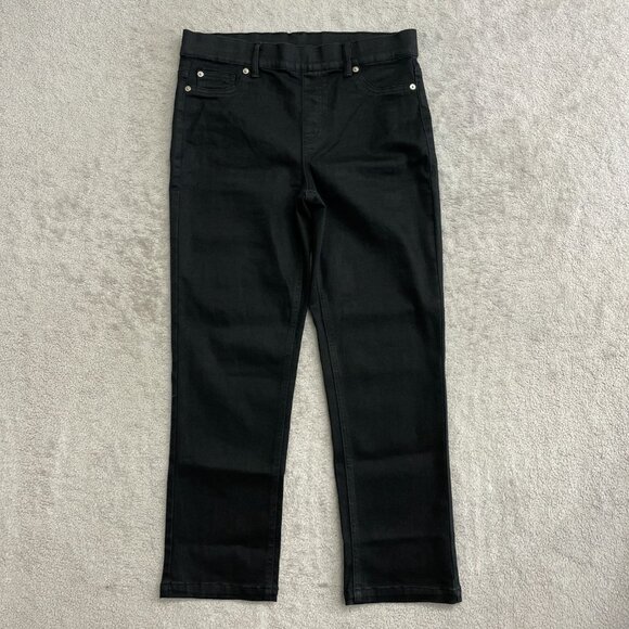 32 Degrees Women's Size M Black Mid-Rise Straight Leg Stretch Jean Pull on N0159 - Picture 5 of 13